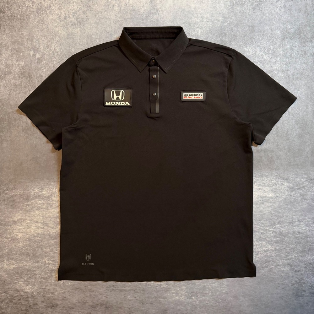 Marwin Honda Ganassi Racing Mens Black Short Sleeve Polo Shirt Large Racing Team